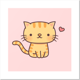 Cute Ginger Tabby Cat Doodle Posters and Art